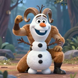high quality digital concept art of olaf the snowman from frozen as rambo in the style of a mmporg game
