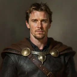 Christian Bale as a Fantasy D&D character, clean shaved, portrait art by Donato Giancola and James Gurney, digital art, trending on artstation
