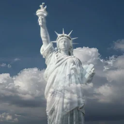 white cloud in the form outline shape of a statue
