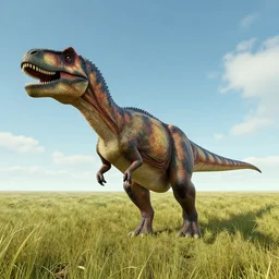 a dinosaur in the prairie