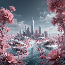 a beautiful photorealistic render of ranch city by zaha hadid, fisheye fantasy flowers apocalyptic infrared bioshock nature biopunk water vice city scumm bar otherworldly at winter, archdaily, wallpaper, highly detailed, trending on artstation.