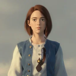 emma stone, solarpunk, studio ghibli, jean - baptiste monge, octane render, 4 k, symmetry