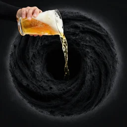 supermassive black hole drinks beer, detailed photo by greg rutkowski.