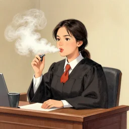 judge judy vaping. courtroom sketch