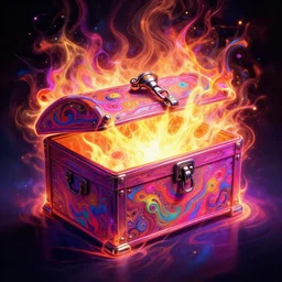 herr gringleflapper's secret stash box, digital art, psyche, fluid, solid, flare, vibrant, excitement, extreme, hypnose effect