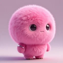 high quality 3 d render hyperrealistic very cute pink big spherical creature, plush mascot, short spiky dense fluffy smooth hair, isometric 3 d, psychedelic lighting pink fluffy fur, 1 5 0 mm, beautiful natural soft light, rim light, smooth background, artstation, ultra detailed, elegant, ultra detailed, metallic armor, octane render
