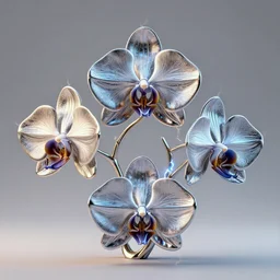 3 d render of an orchid sculpture, chrometype, liquid metal, neotribal, raytraced, volumetric lightning, 8 k, innate studio