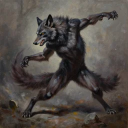 oil painting of a werewolf in mid transformation in the style of richard corben, artstation