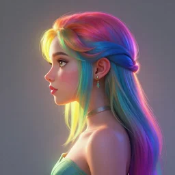 side - profile painted portrait, ellie bamber fairy, backlit, smooth, gaudy colors, octane render aesthetic, overlord, dota matte painting concept art, official fanart behance artstation by atey ghailan, greg tocchini, james gilleard, joe fenton, kaethe butcher, lois van baarle, ilya kuvshinov