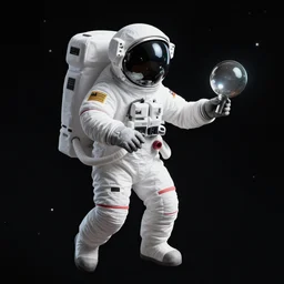 an astronaut playing golf in space, 3d art by marco zagara