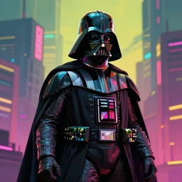 Cyberpunk darth vader, colorful, impactful, detailed