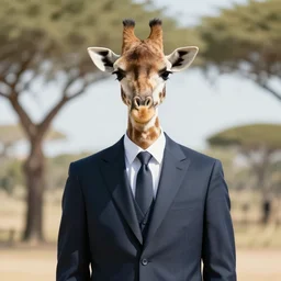 portrait of a giraffe in a suit