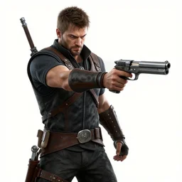 todd howard with a gun, forcing you to buy skyrim, threatening, sharp, cinematic, colorful, digital art, neon, bright, cyberpunk, blade runner 2 0 4 9, realism, bold