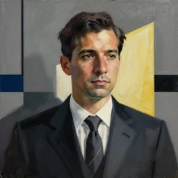 a bauhaus style painting of a professional businessman