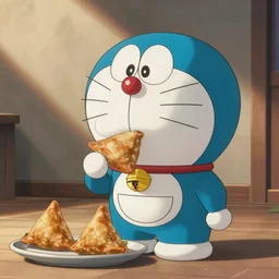 doraemon eating samosa