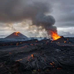 landscape photography by marc adamus, lava lake, dramatic lighting, volcanoes, smoke, fire