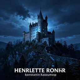 castle on the top of a mountain, blue light, blue tones. by henriette ronner - knip, by william henry hunt, by rembrandt, by joseph mallord william turner, by konstantin razumov, concept art, eclipse