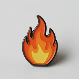 simple yet detailed, fire warning flame enamel pin retro design