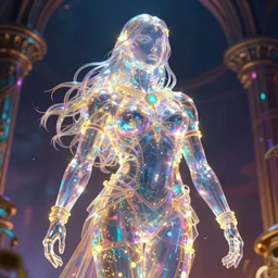 transparent shining figure, glowing lights, epic fantasy, colorfully, detailed illustration, digital art, highly saturated colors, overdetailed art, concept art, detailed illustration, hd, 4 k, digital art, greg rutkowski, dan mumford, trending on artstation