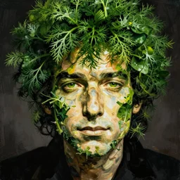 a face made of dill leaves made of bob dylan