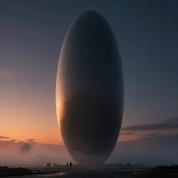 professional cinematic photograph concept render of a single massive beautiful neo - futuristic matte symmetrical elongated oval monolith by ilm and denis villeneuve, emmanuel shiu, zaha hadid, sunset, mist vapor, deep color, architectural scale, dark background, hyperrealism, very high detail, volumetric, trending on artstation, cgsociety, rendered in octane