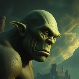 highly detailed hyper realistic of shrek in the style of zdzisław beksinski