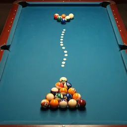 a pool table with the balls arranged in the big dipper constellation, view from above, photograph
