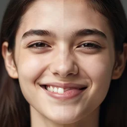 photo of a face where one half is smiling and the other half is sad