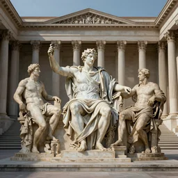 matte painting of the school of athens + detailed paint + high res + surrealistic