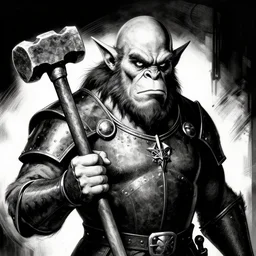 ogre blacksmith portrait half body monochrome portrait hammer cover illustration dramatic kvlt by peder balke by guido crepax comics high contrast monochromatic