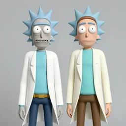 Rick and Morty as real persons, medium shot, highly detailed, studio lighting, realistic