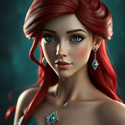 princess ariel from little mermaid disney film, photo realistic, hyperdetailed, 8 k realistic, frostbite 3 engine, cryengine, dof, trending on artstation, digital art