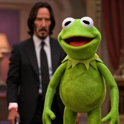 Kermit the Frog as John Wick in a still from the film John Wick (2014)