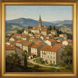 old painting of the basque county, france