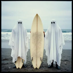 ghosts with surfboards, contemporary archival color photograph print from the original negative
