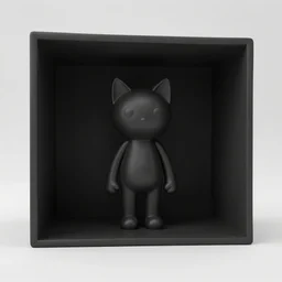 A propaganda, plastic simple cat pictoplasma characterdesign toy sculpture, by david lachapelle, by jeff koons, in a black empty studio hollow, c4d, jonathan ivy