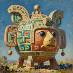 machine planet aztec, intricate oil painting by greg rutkowski, trending on artstation