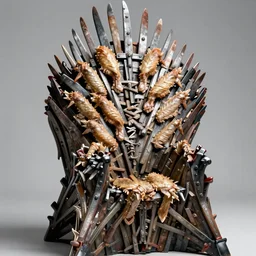 the iron throne made of chicken wings, photography, highly detailed, high quality, 8 k, soft lighting,