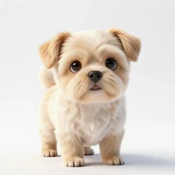 crisp quality and light reflections, photorealistic portrait, studio lighting, still photo of a cute dog in the uncanny valley, bright studio setting, highly detailed, unreal engine 5 quality render