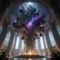 entropia of universe epic cinematic massive fractal megastructure in the temple monumental architecture, volumetric light from the windows : hyper realism : dark energy : octane render : artstation : greg rutkowski : loish : ferdinand knab