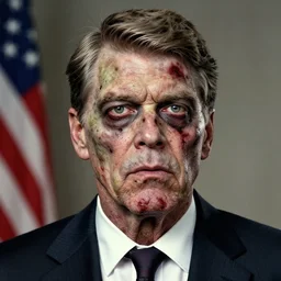 ronald reagan zombie, presidential photo portrait, intricate detail, realistic, trending on artstation, by nikolai lockertsen and mark ryden