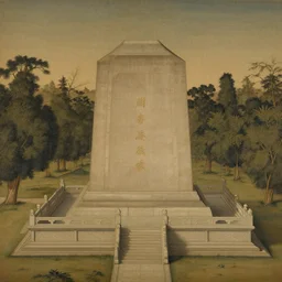 mausoleum, buddhism, tang dynasty, painting by gaston bussiere, greg rutkowski