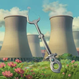a wholesome animation key shot of nuclear plant cooling towers, by studio ghibli, animation, sharp, rendered in unreal engine 5, focused, anime key art by greg rutkowski, bloom, dramatic lighting