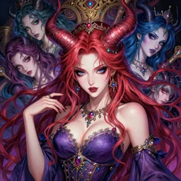 the portrait of chaotic evil fallen sensual colorful female necromancer overlord as absurdly beautiful, gorgeous, elegant, sensual young idol, an ultrafine hyperdetailed illustration by kim jung gi, irakli nadar, detailed faces, intricate linework, bright colors, octopath traveler, final fantasy, unreal engine 5 highly rendered, global illumination, radiant light, intricate environment