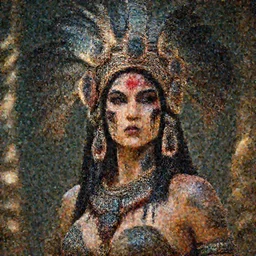 photorealistic head and shoulders photo of beautiful female ornate fantasy indian tribal aztec warrior goddess dripping iridescent black liquid, confident, minimal red skull warpaint, tattoos, Neil Blevins, James Paick, Natasha Tan Maciej Kuciara, Frank frazetta, arney freytag, Ritu Kumar, Sabyasachi Mukherjee, Annie Leibowitz, octane render, bokeh, 4k, fashion pose, cinematic, National Geographic photo shoot, 28mm