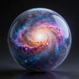 a colourful galaxy inside a marble, Realistic, unreal engine, realistic fantasy, 3d render