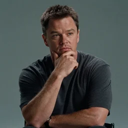 Matt Damon pondering his Orb, still from the movie ''The Orb Legacy'' (2004)