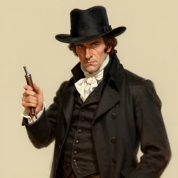 John Malkovich\'s Javert as a stark detective from the 18th century, concept art by J.Dickenson and Greg Rutkowski
