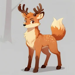 an anthropomorphic fox deer hybrid, fursona!!! by don bluth, by kawacy, trending on artstation, full body
