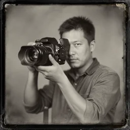tintype photo of a cameraman